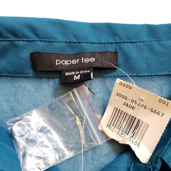 Paper Tee Sheer High Low Long Sleeve Blouse - Picture 3 of 5